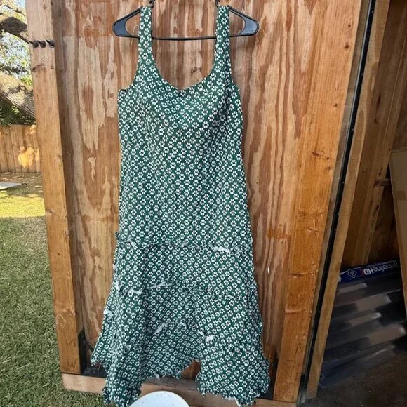 Anthropologie Green Floral Dress (Size XL) - Picture 1 of 4